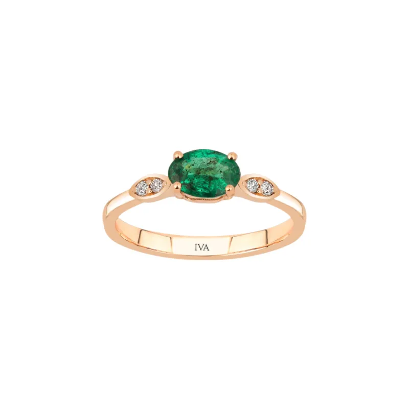Roségold Diamantring mit Smaragd 0.58 ct in 585 oder 750 Gold