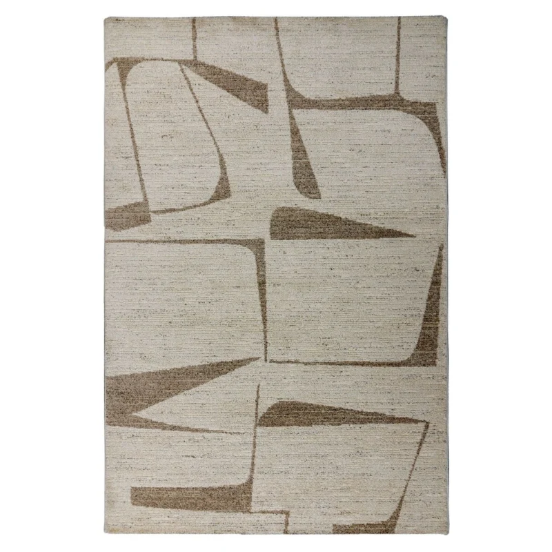 Teppich – Geometrisches Muster, Naturton Design, Flachgewebe Struktur, 80 x 150 cm - Napoli 535 | Kayoom