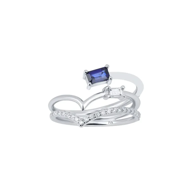 Weissgold Diamantring mit Saphir 0.64 ct in 585 oder 750 Gold