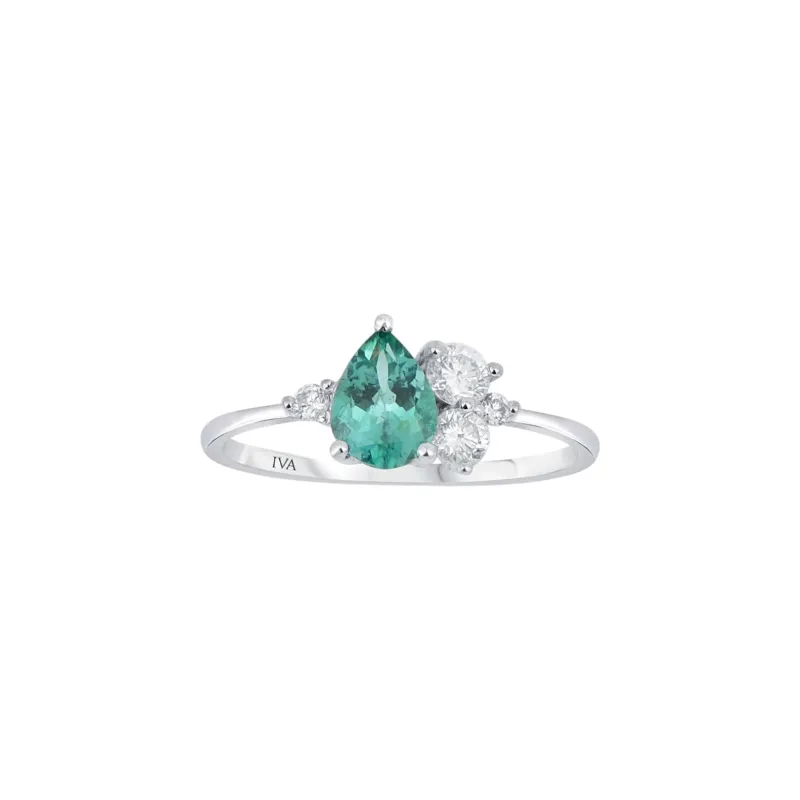 Weissgold Diamantring mit Smaragd 1.02 ct in 585 oder 750 Gold
