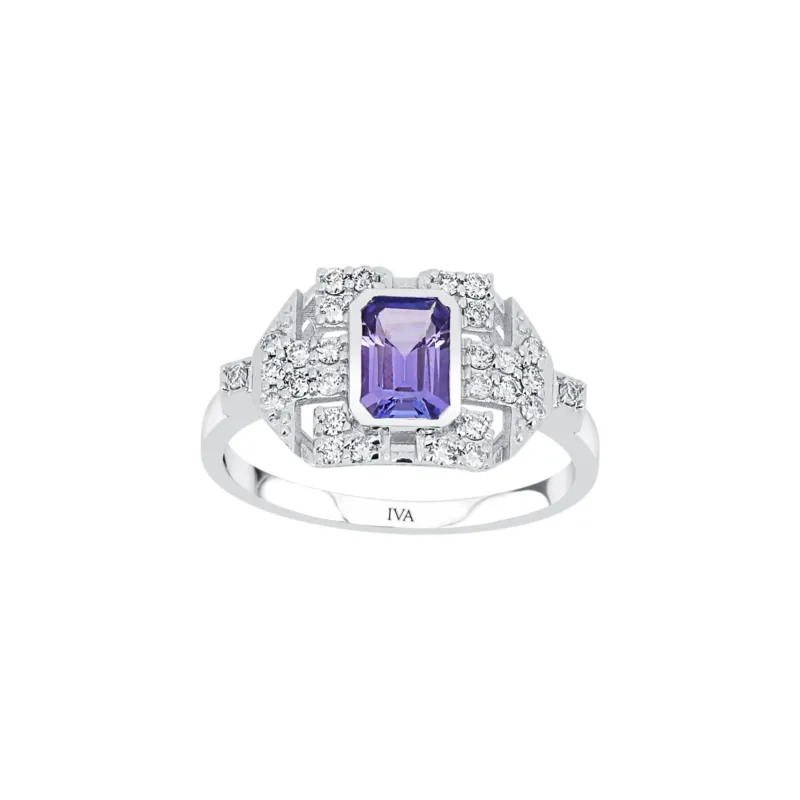 Weissgold Diamantring mit Tansanit 0.82 ct in 585 oder 750 Gold