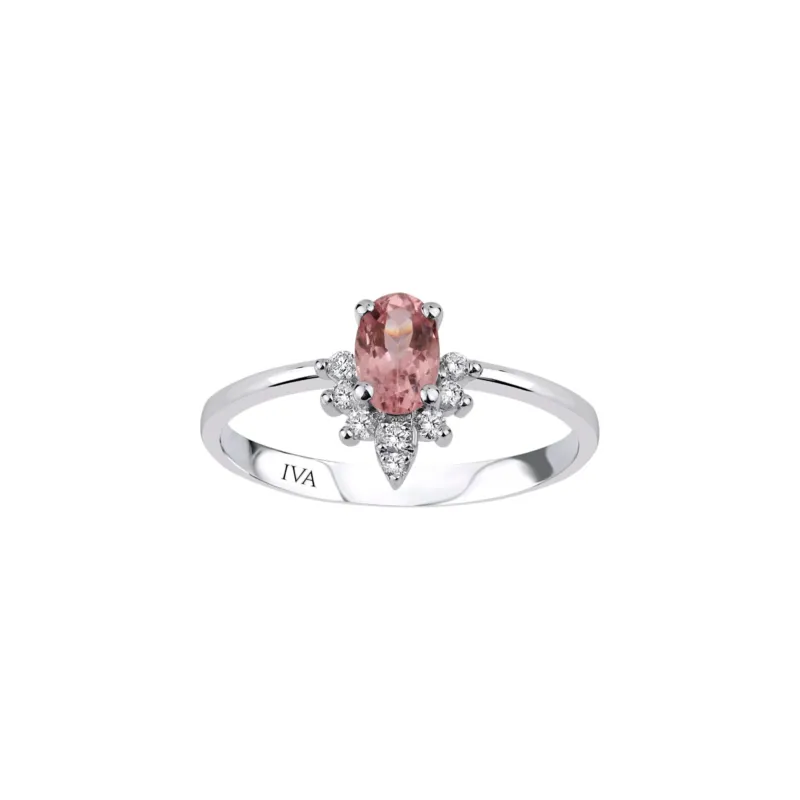 Weissgold Diamantring mit Turmalin 0.87 ct in 585 oder 750 Gold